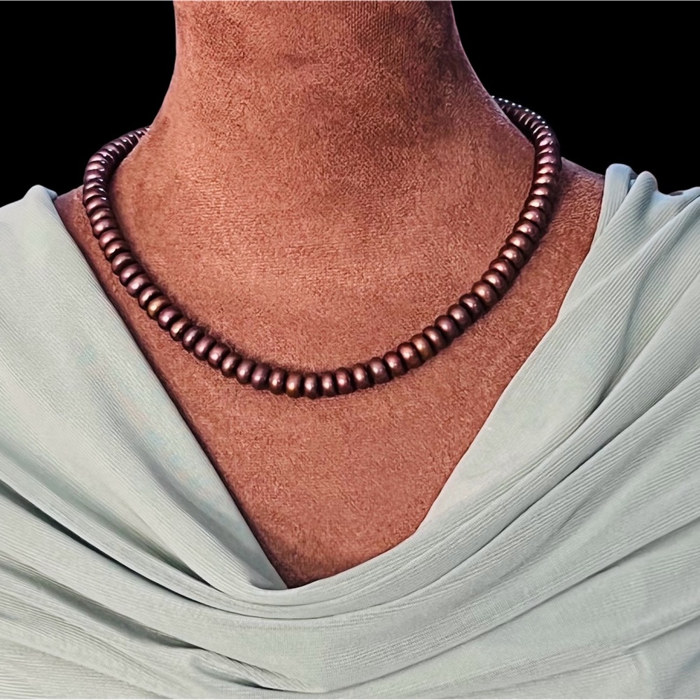 Final Price. 10k Bronze Pearl Authentic Rondelle Necklace. - Picture 4 of 7
